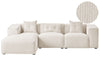 Corner Sofa Corduroy Off-White 3 Seater Right Hand
