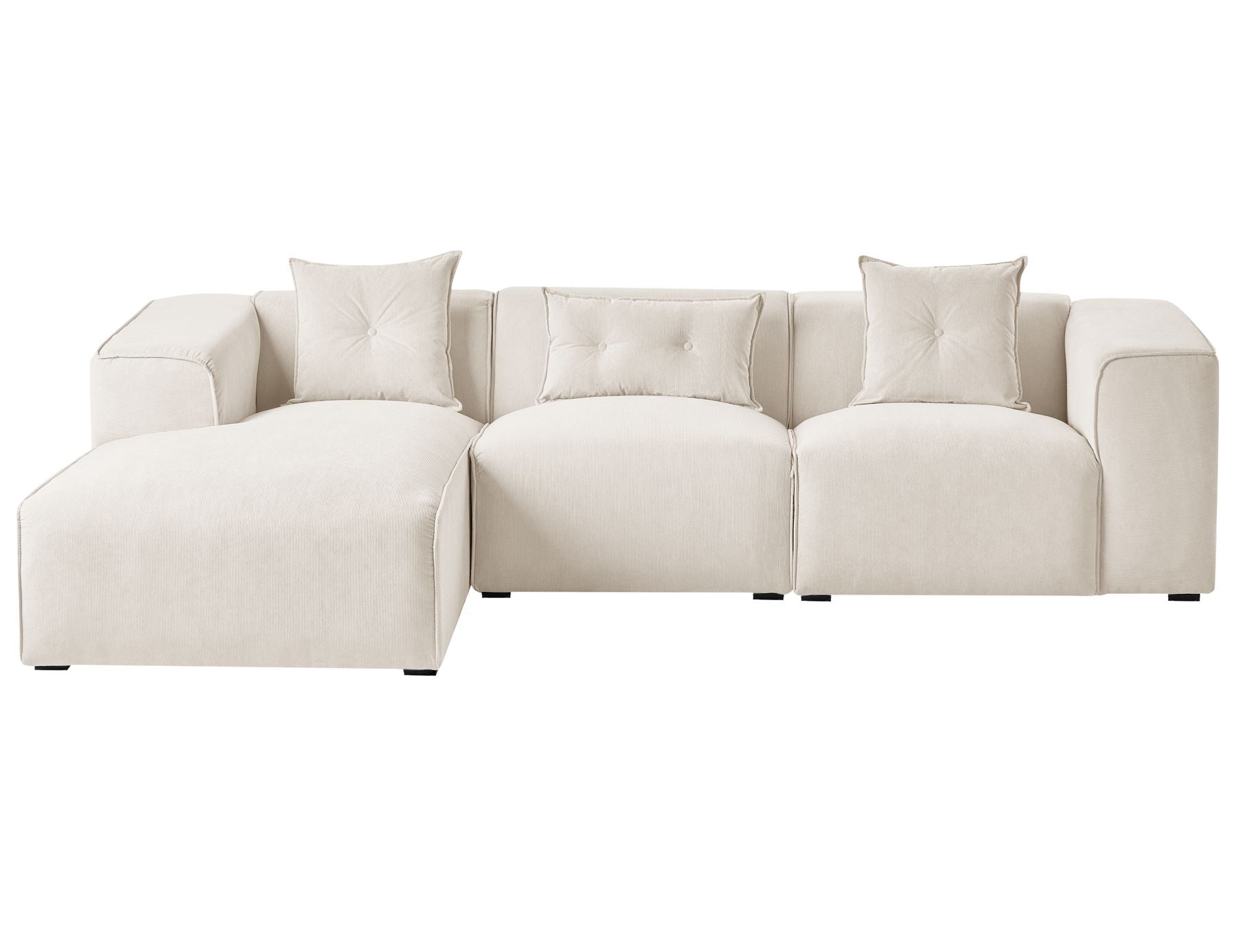 Corner Sofa DOLVA Corduroy Off-White 3 Seater Right Hand