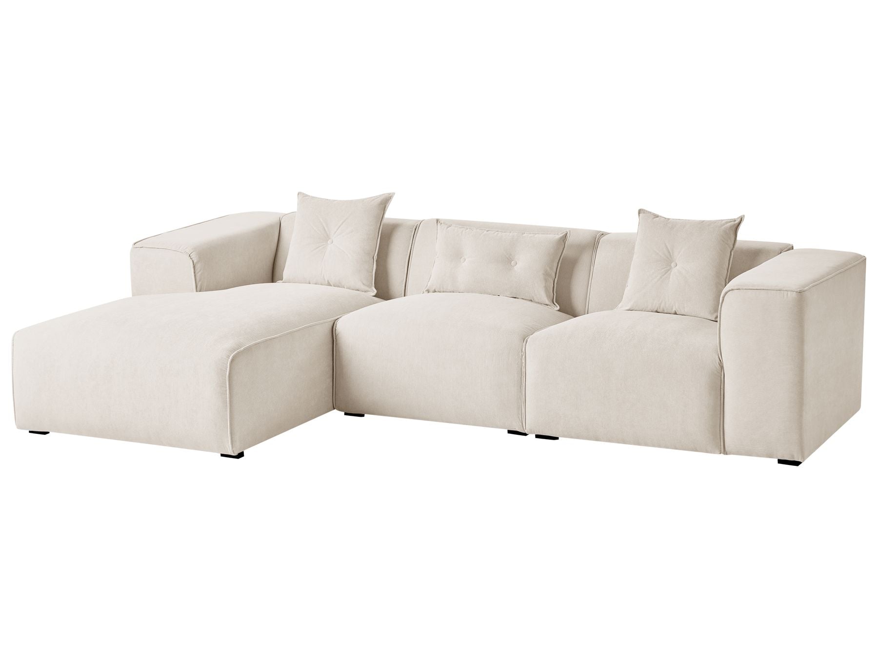 Corner Sofa DOLVA Corduroy Off-White 3 Seater Right Hand