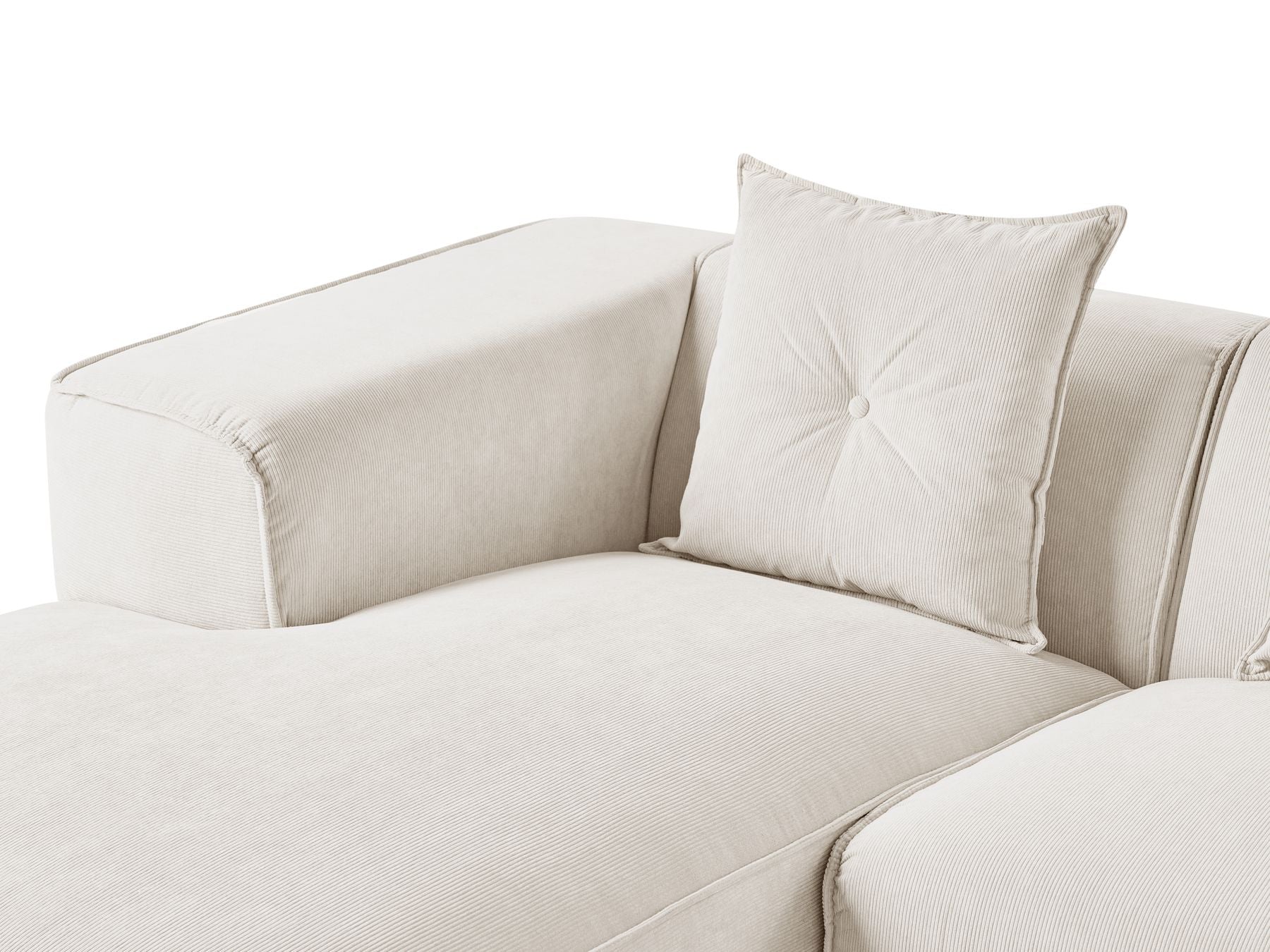 Corner Sofa DOLVA Corduroy Off-White 3 Seater Right Hand