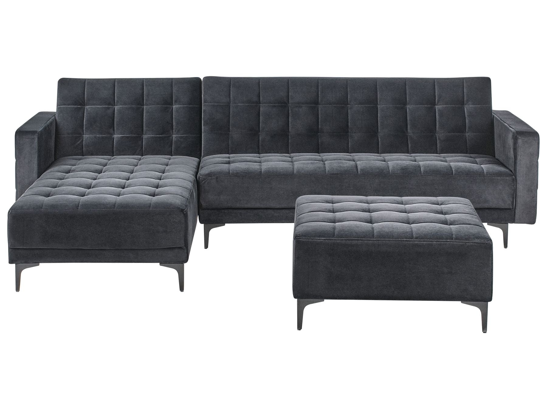 Modular Corner Sofa Bed ABERDEEN Velvet Black 4 Seater Right Hand