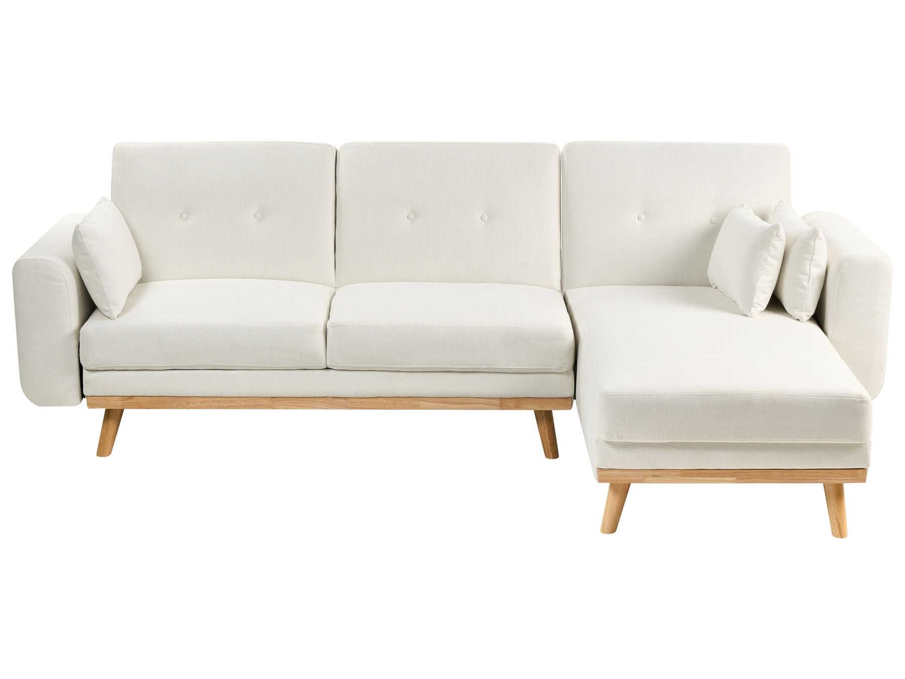 Corner Sofa Bed KAARINA Fabric White 3 Seater Left Hand