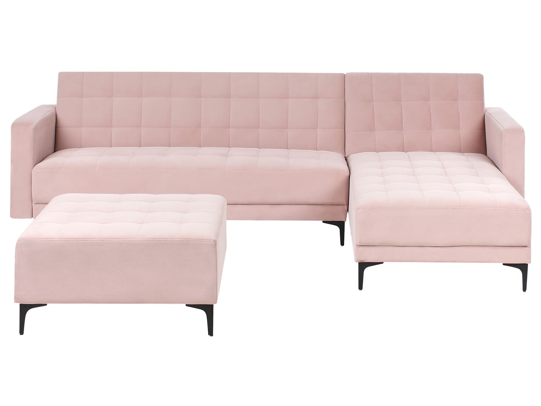 Modular Corner Sofa Bed ABERDEEN Velvet Pastel Pink 4 Seater Left Hand