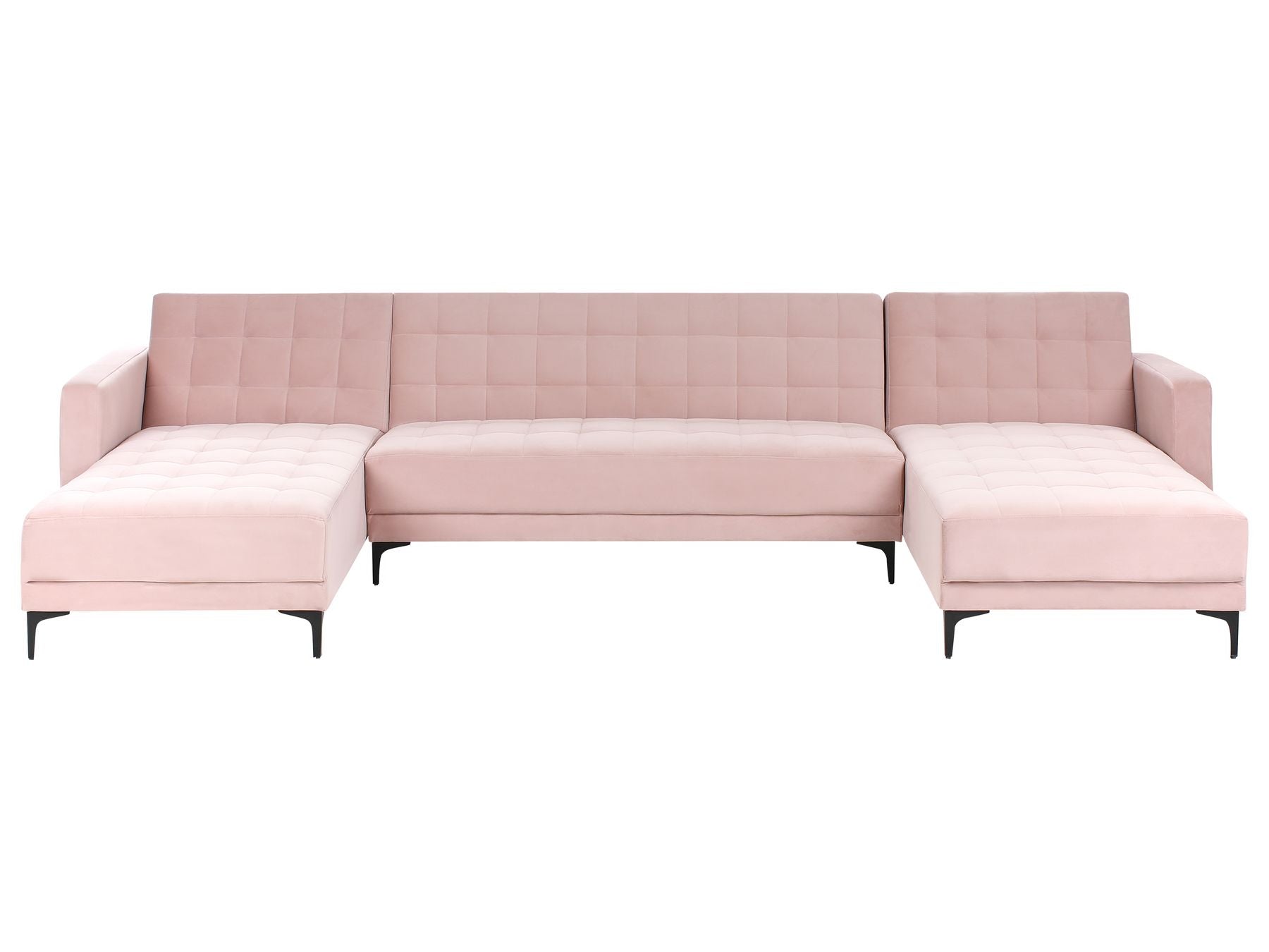 Modular U-Shape Sofa Bed ABERDEEN Velvet Pastel Pink 5 Seater