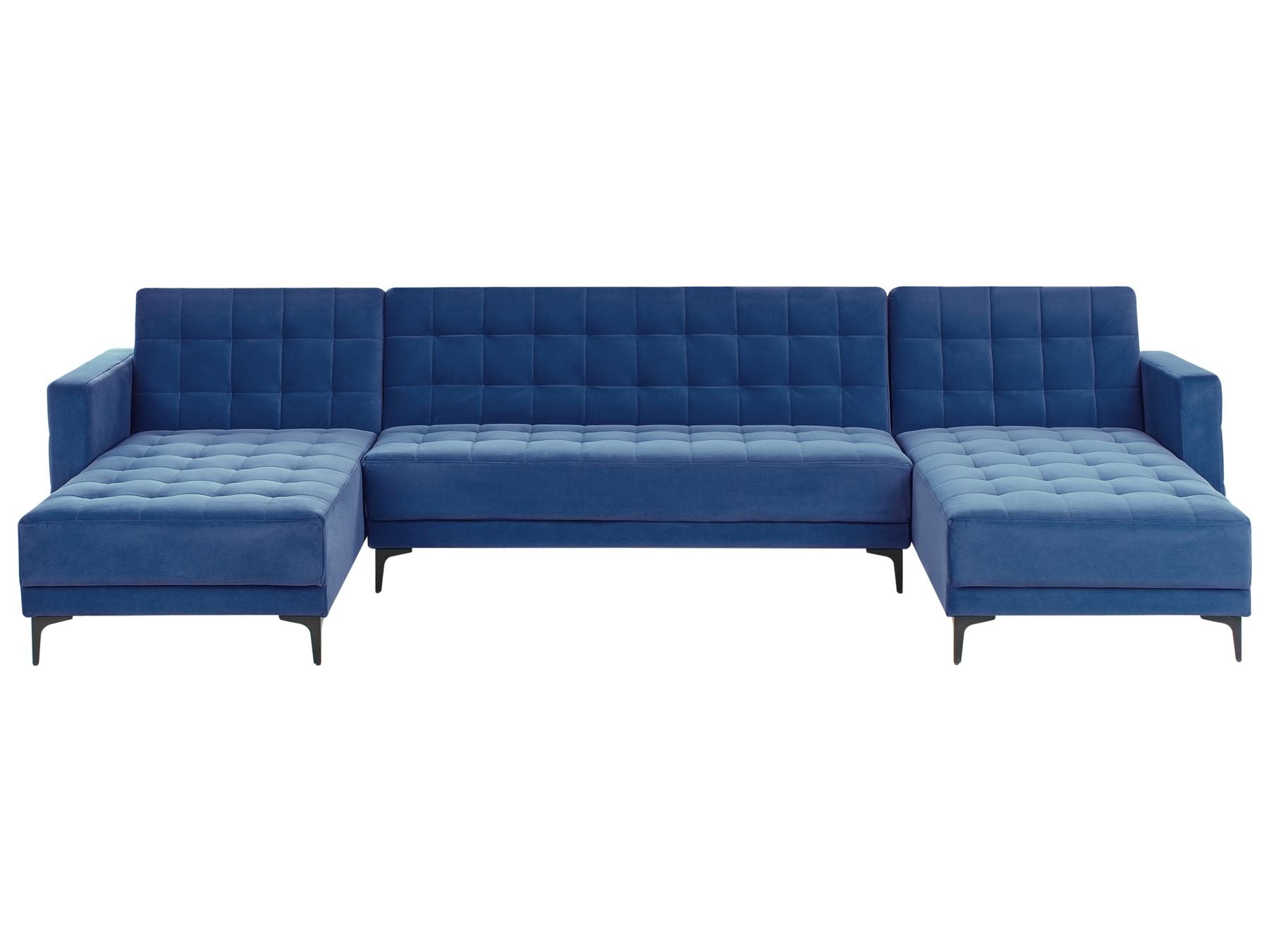 Modular U-Shape Sofa Bed ABERDEEN Velvet Blue 5 Seater