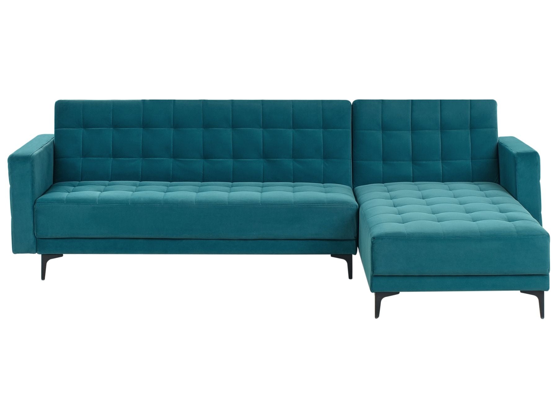 Modular Corner Sofa Bed ABERDEEN Velvet Sea Blue 4 Seater Left Hand