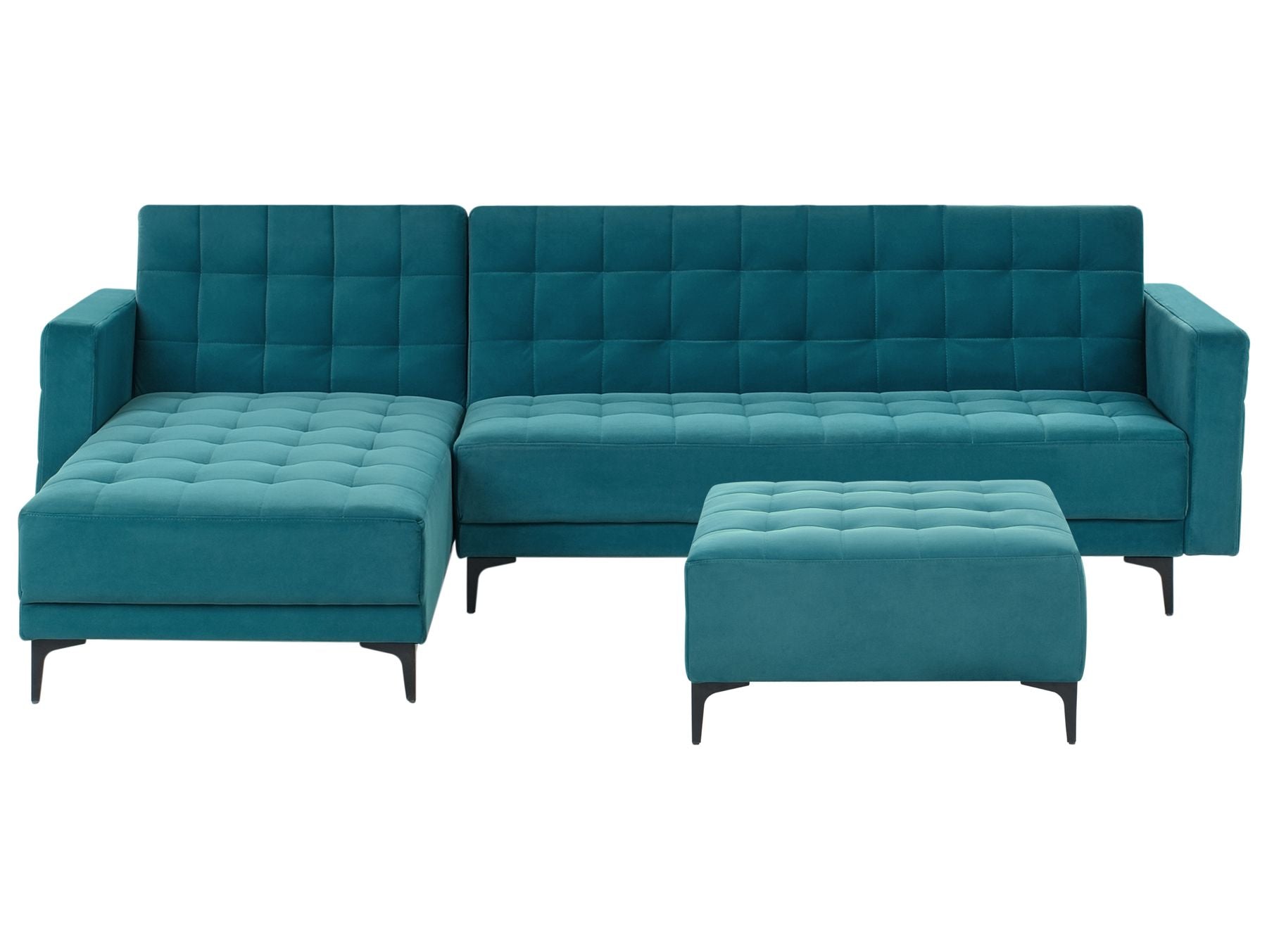 Modular Corner Sofa Bed ABERDEEN Velvet Sea Blue 4 Seater Right Hand