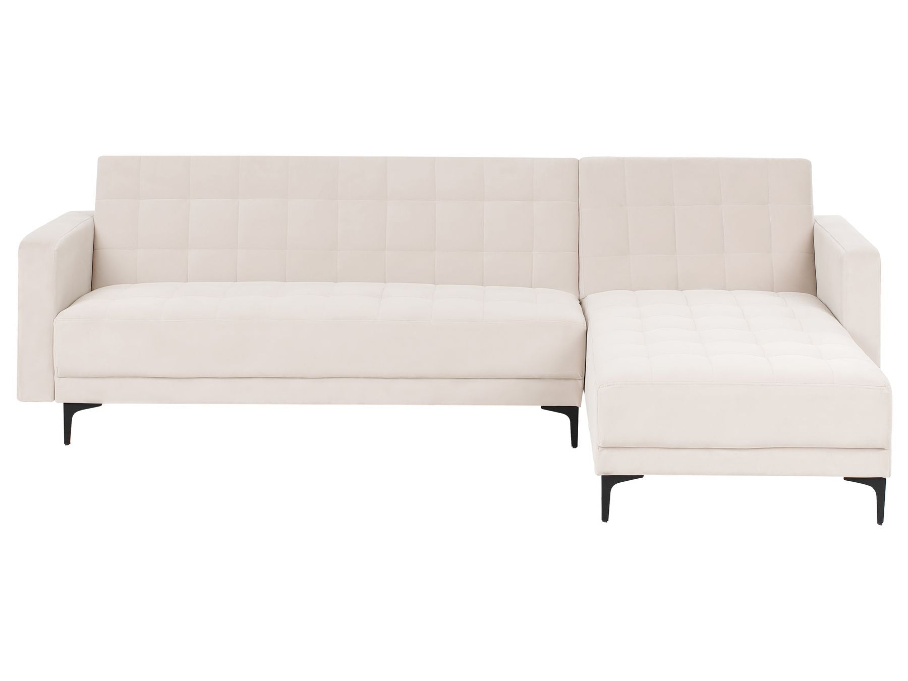 Modular Corner Sofa Bed ABERDEEN Velvet Light Beige 4 Seater Left Hand