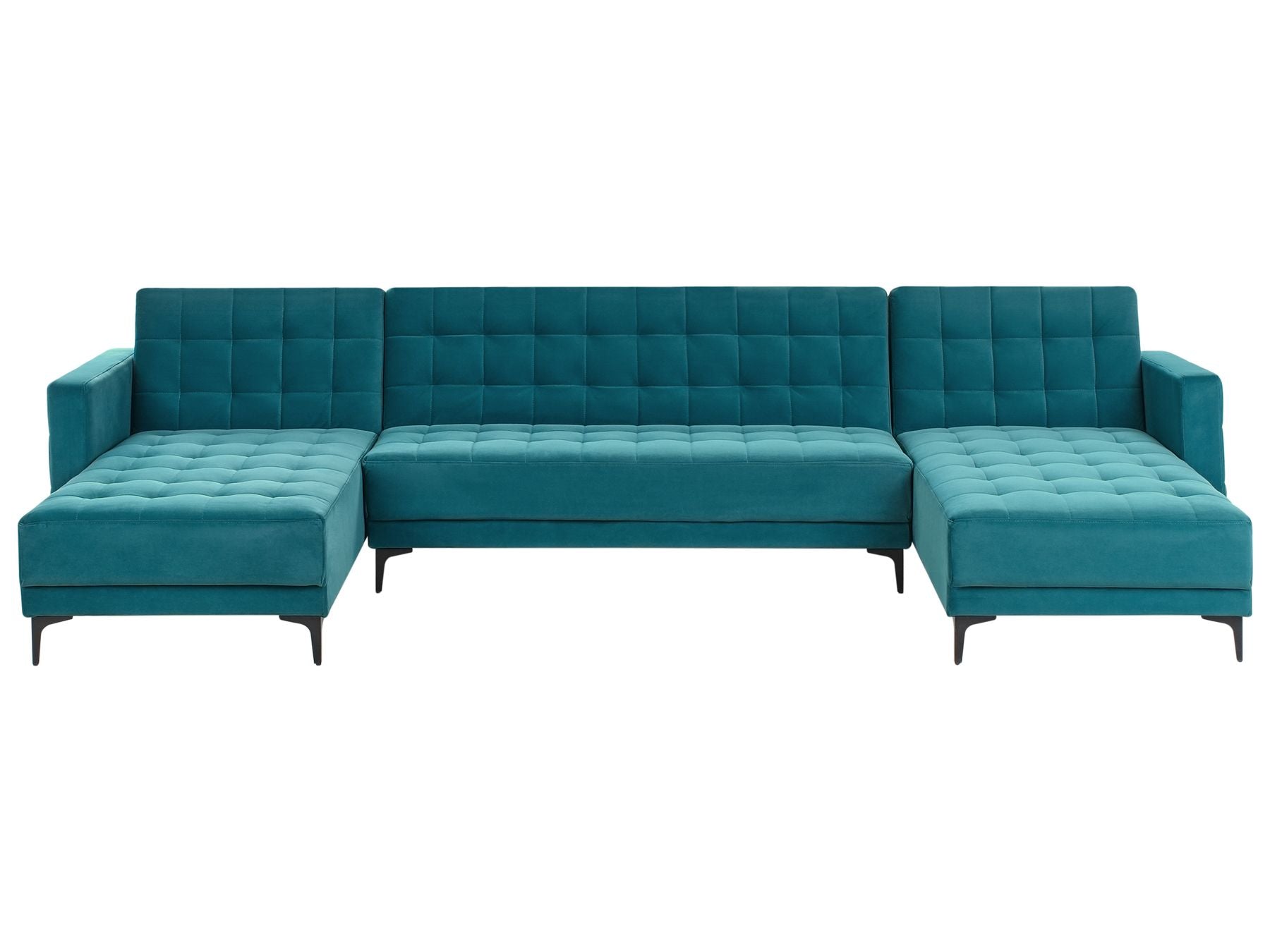 Modular U-Shape Sofa Bed ABERDEEN Velvet Sea Blue 5 Seater