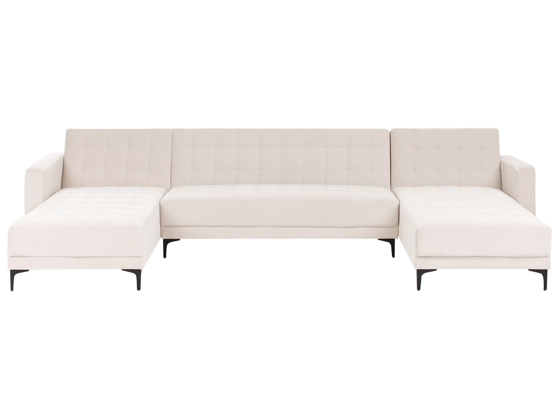 Modular U-Shape Sofa Bed ABERDEEN Velvet Light Beige 5 Seater