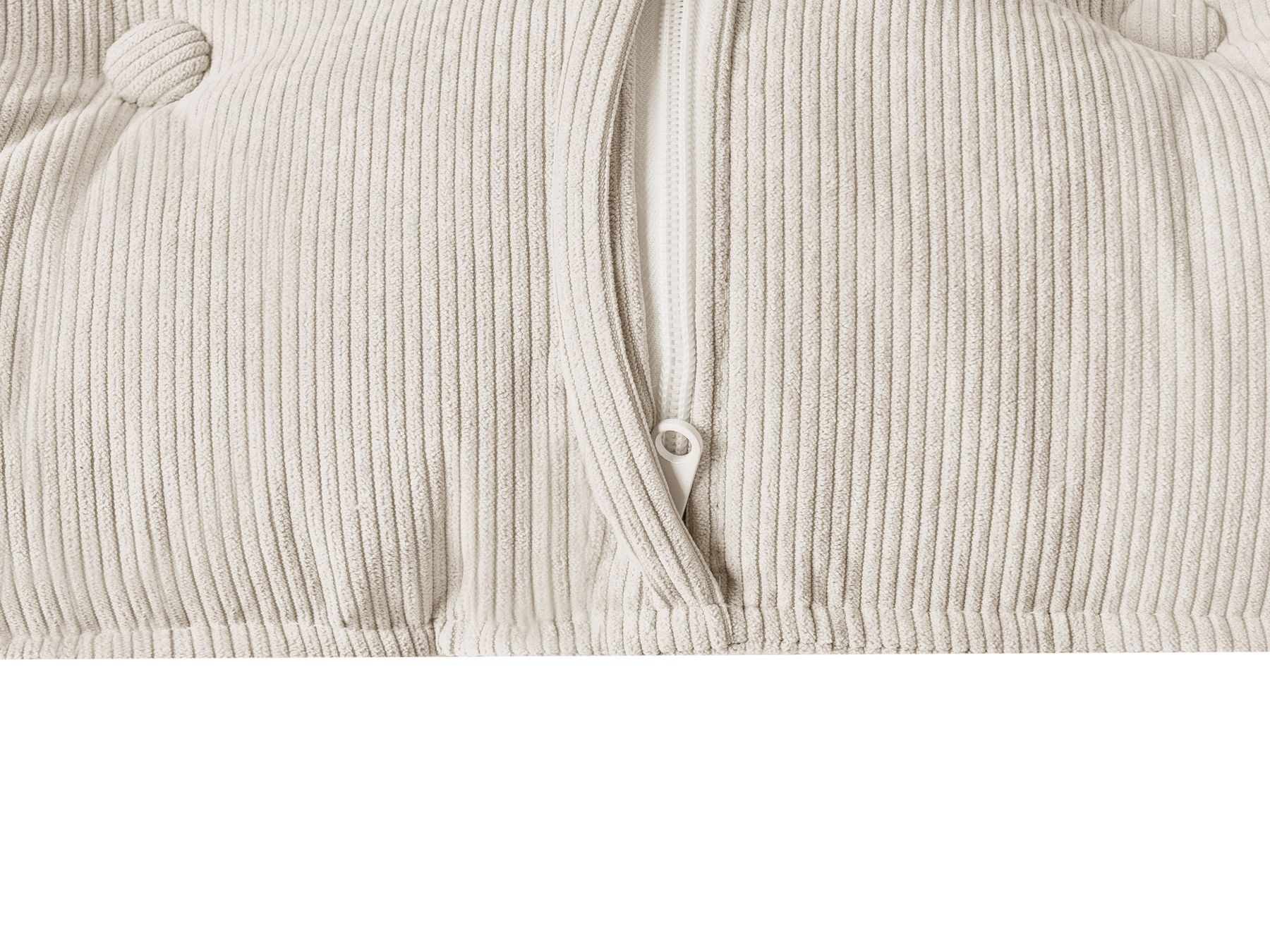 Corner Sofa DOLVA Corduroy Off-White 3 Seater Right Hand