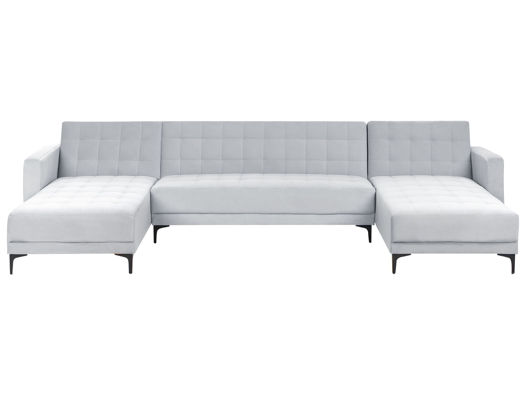 Modular U-Shape Sofa Bed ABERDEEN Velvet Light Grey 5 Seater