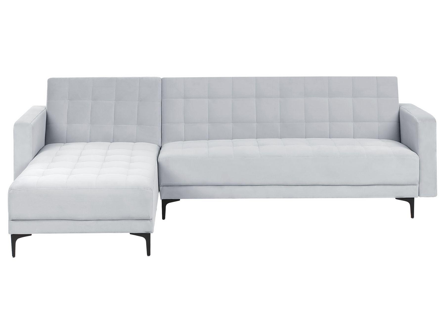 Modular Corner Sofa Bed ABERDEEN Velvet Light Grey 4 Seater Right Hand