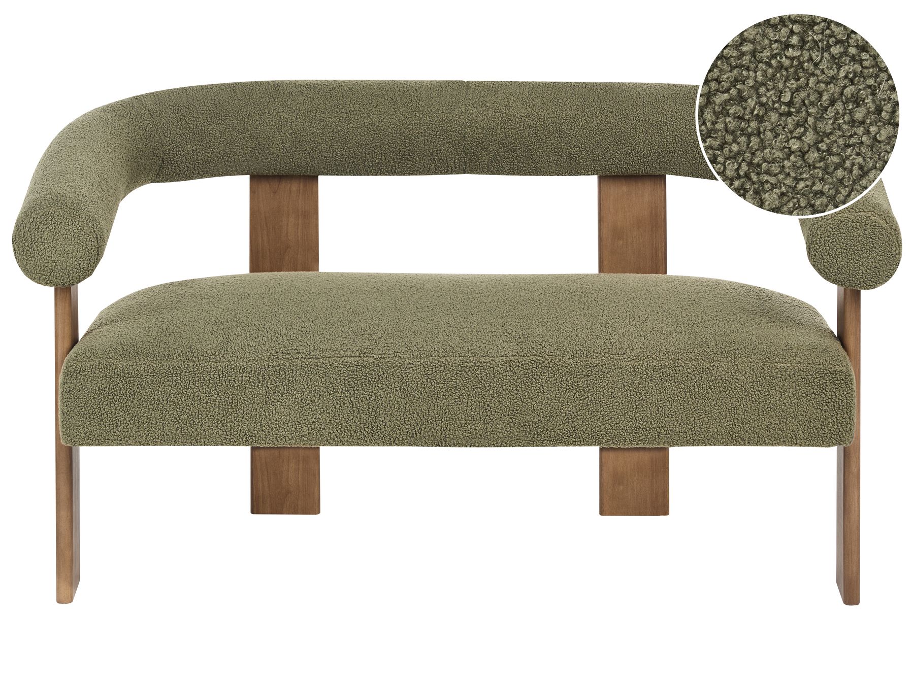 Sofa ILBRO Boucle Green/ Dark Brown 2 Seater