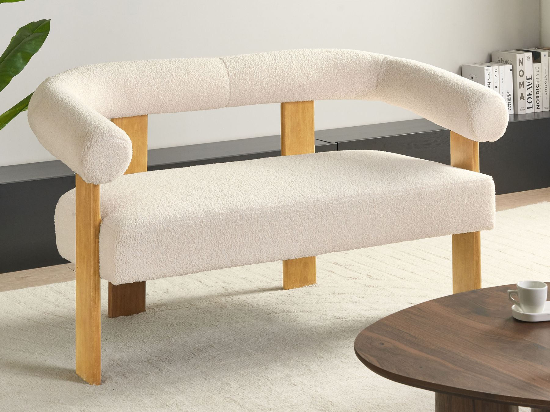 Sofa ILBRO Boucle Off-White/ Light Brown 2 Seater