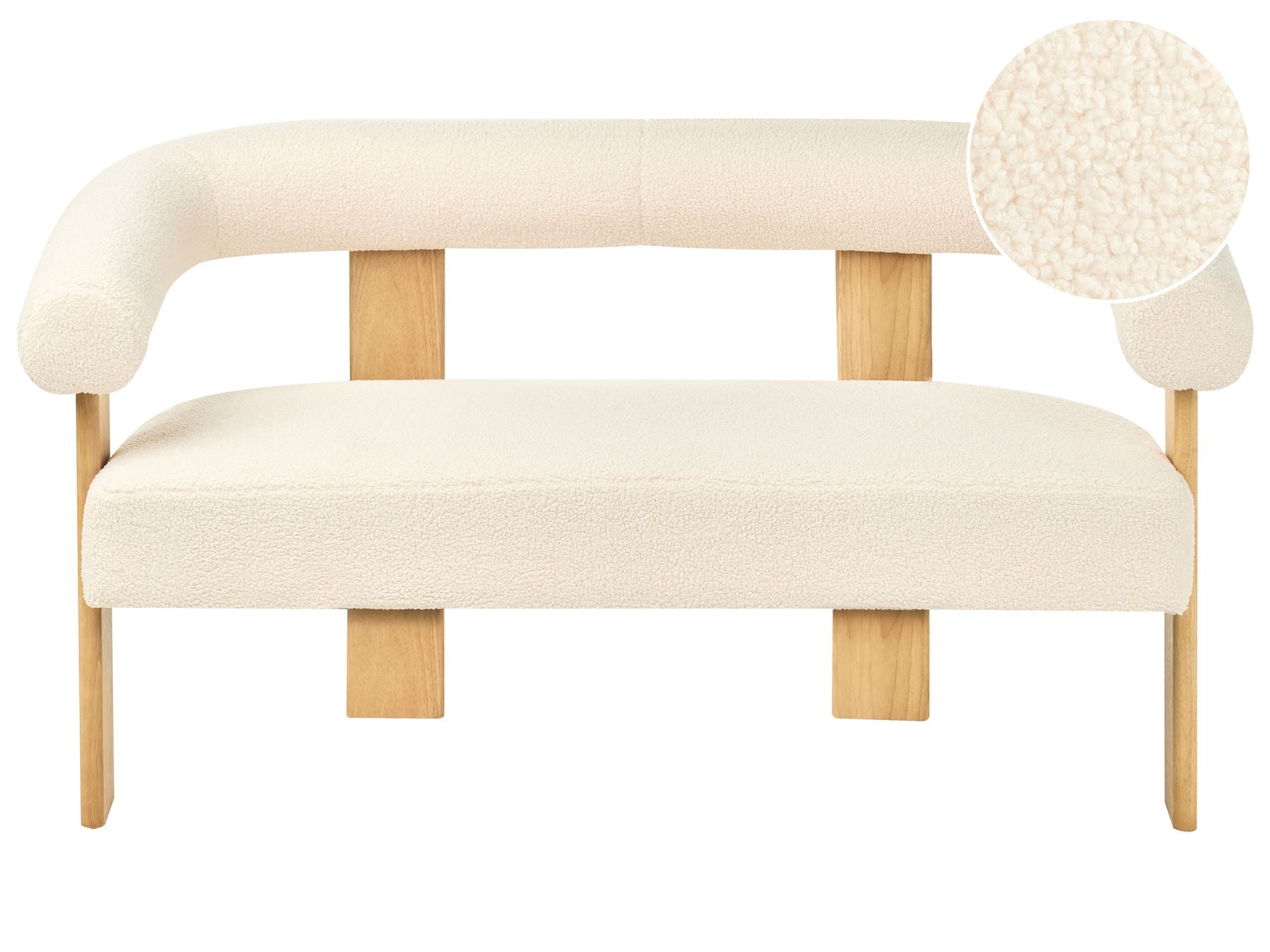Sofa ILBRO Boucle Off-White/ Light Brown 2 Seater