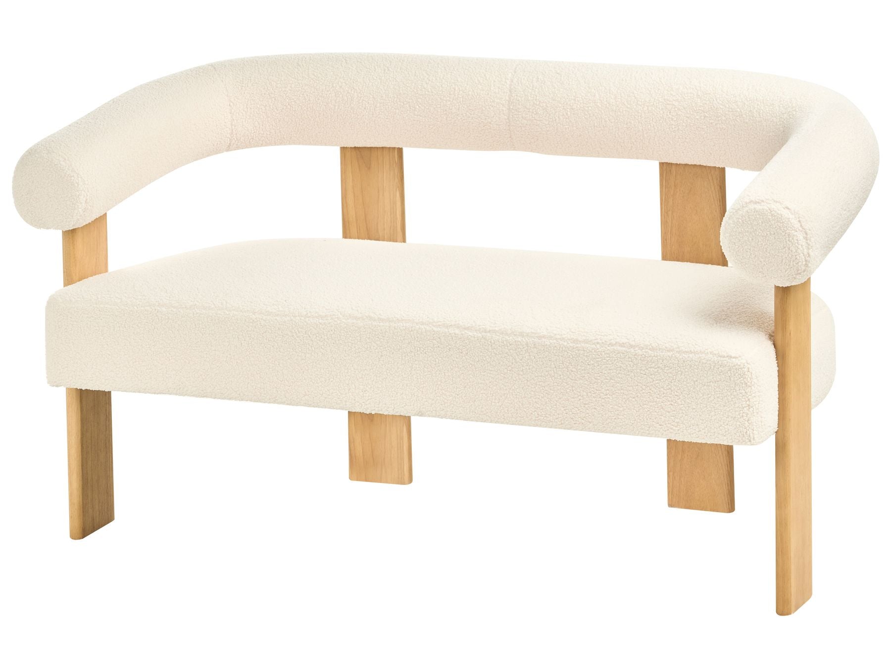 Sofa ILBRO Boucle Off-White/ Light Brown 2 Seater