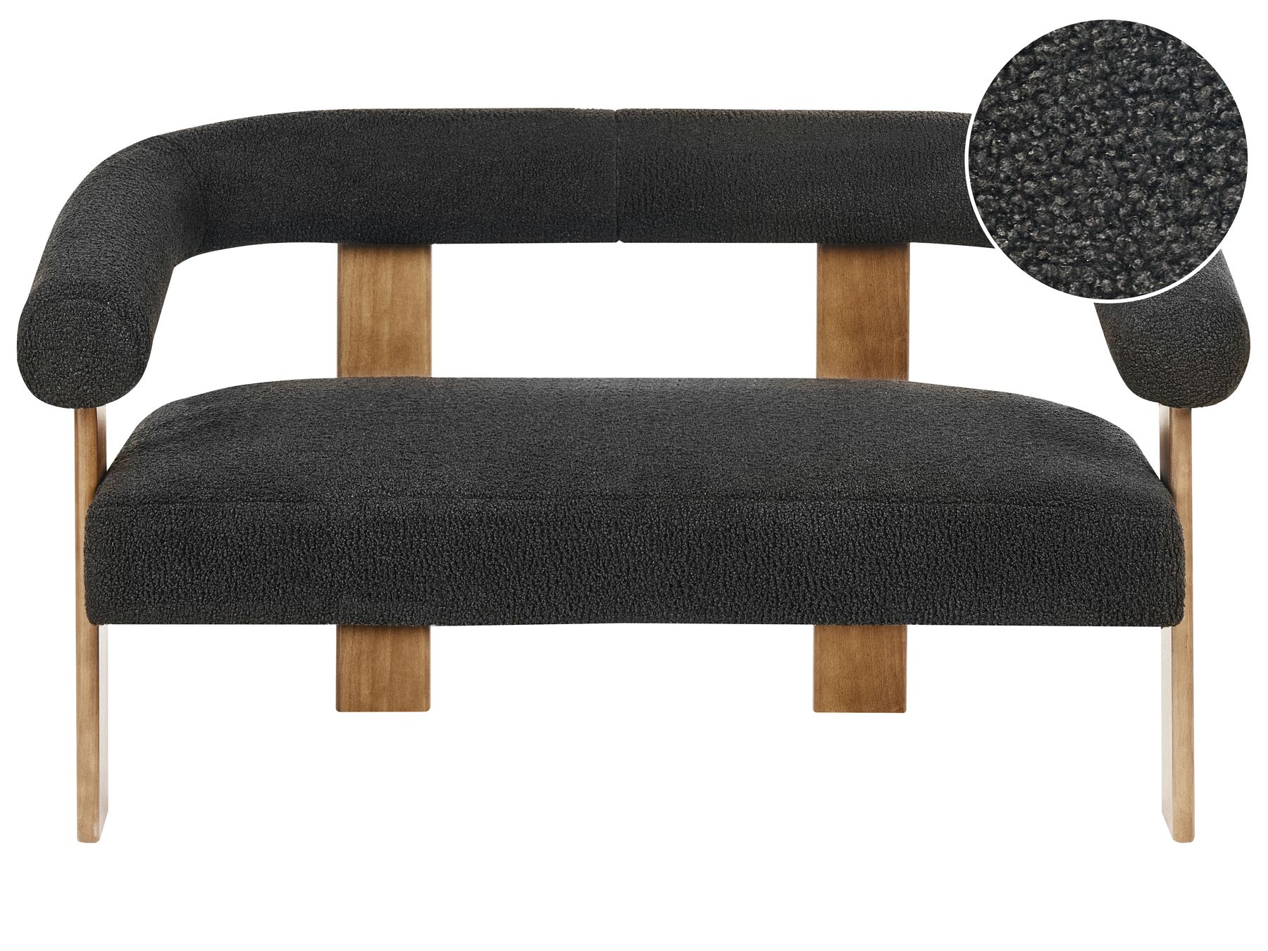 Sofa ILBRO Boucle Black/ Dark Brown 2 Seater