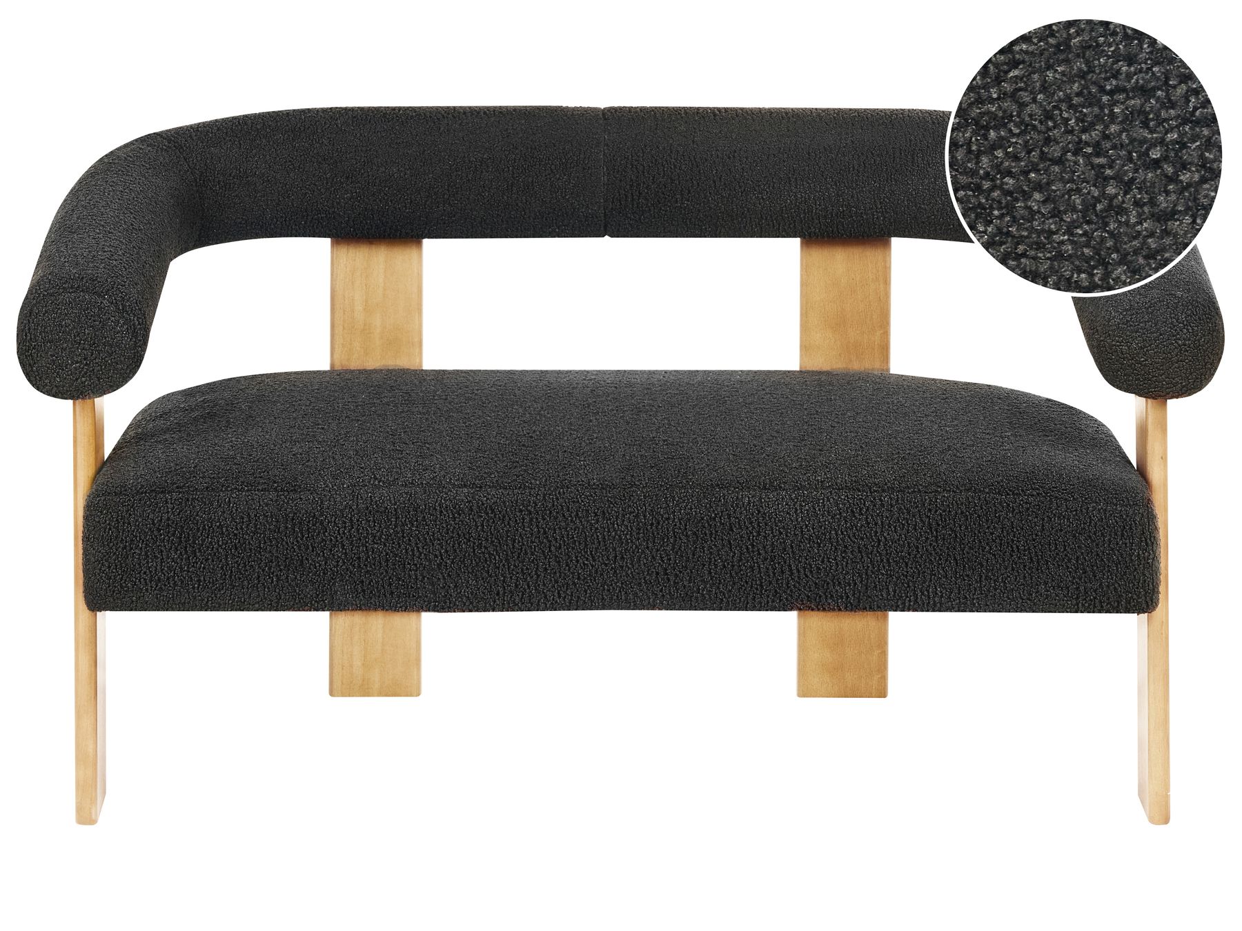 Sofa ILBRO Boucle Black/ Light Brown 2 Seater