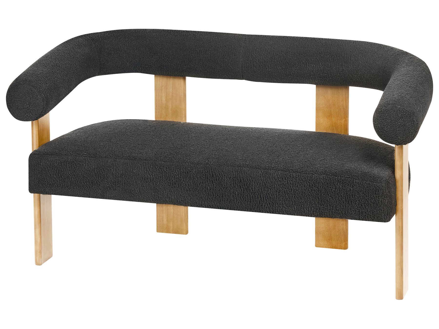 Sofa ILBRO Boucle Black/ Light Brown 2 Seater