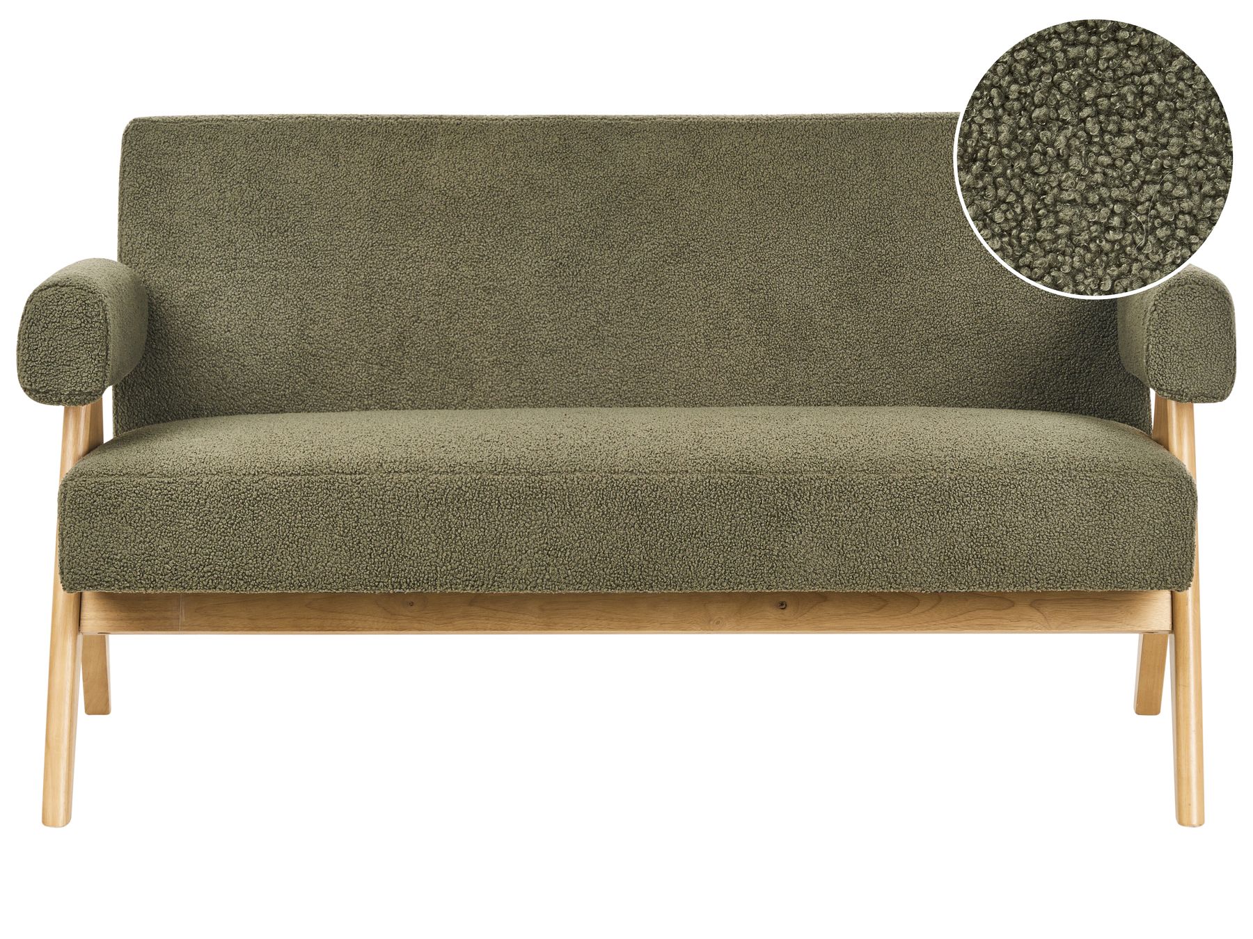 Sofa TAMRE Boucle Green/ Light Brown 2 Seater