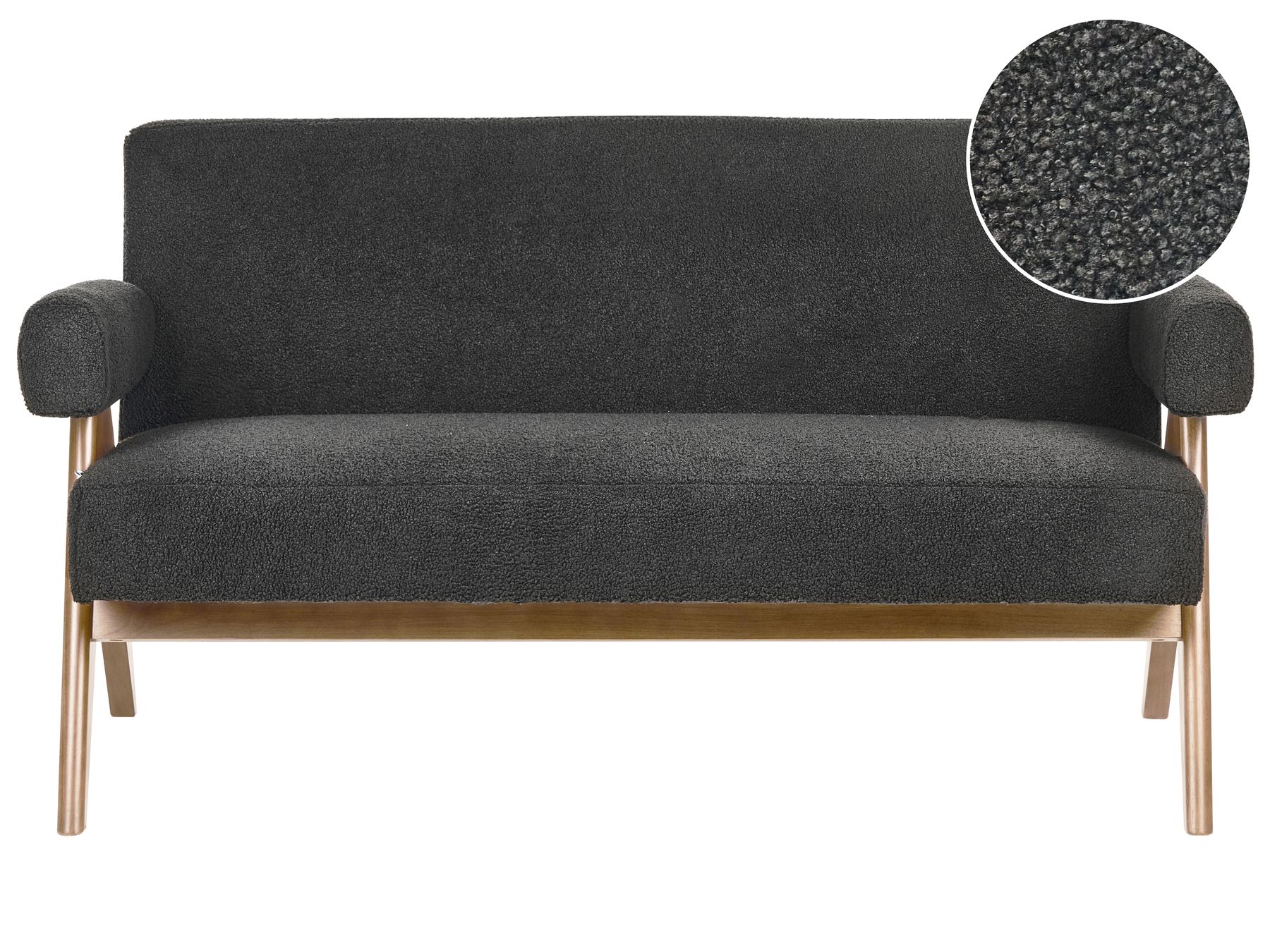 Sofa TAMRE Boucle Black/ Dark Brown 2 Seater