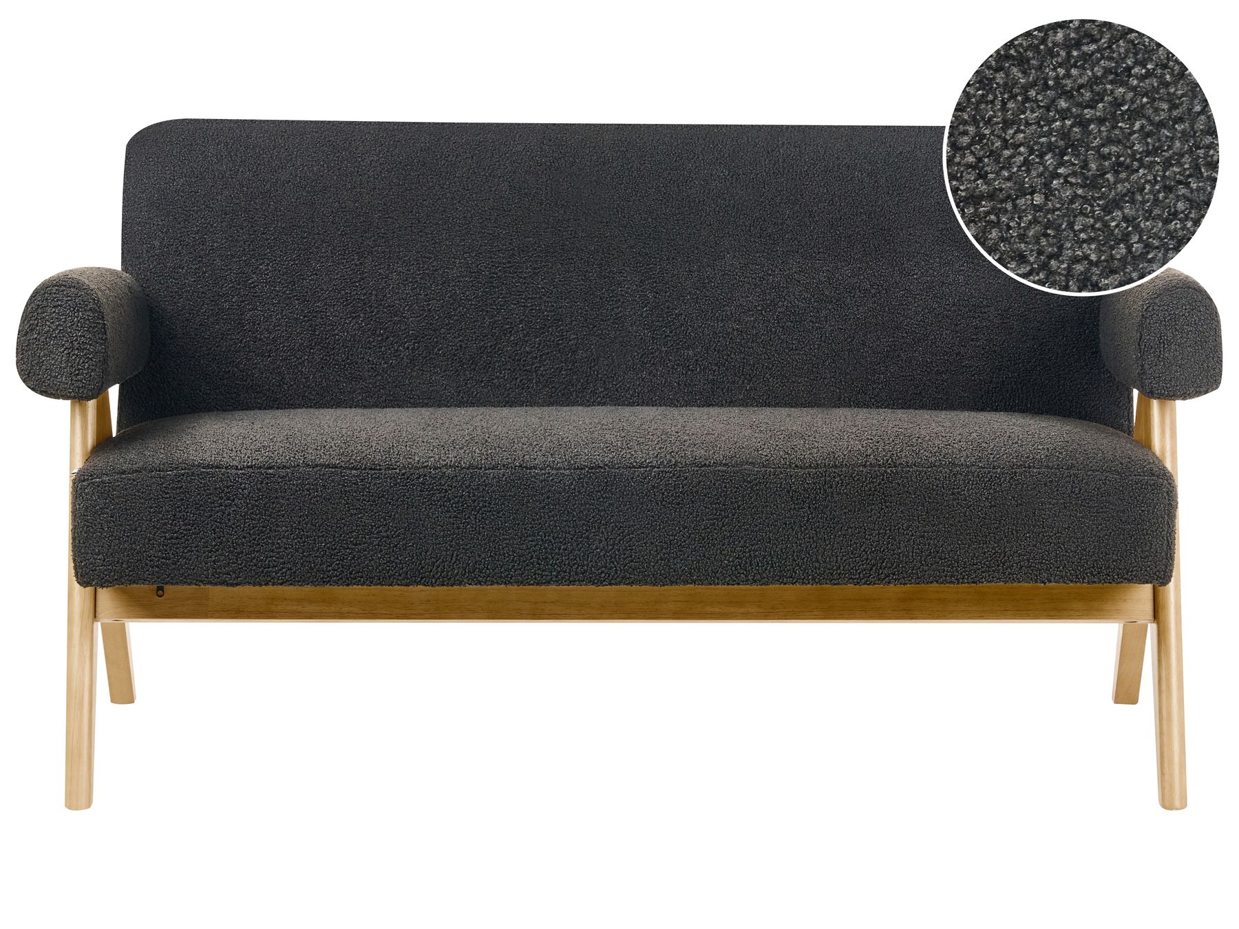 Sofa TAMRE Boucle Black/ Light Brown 2 Seater