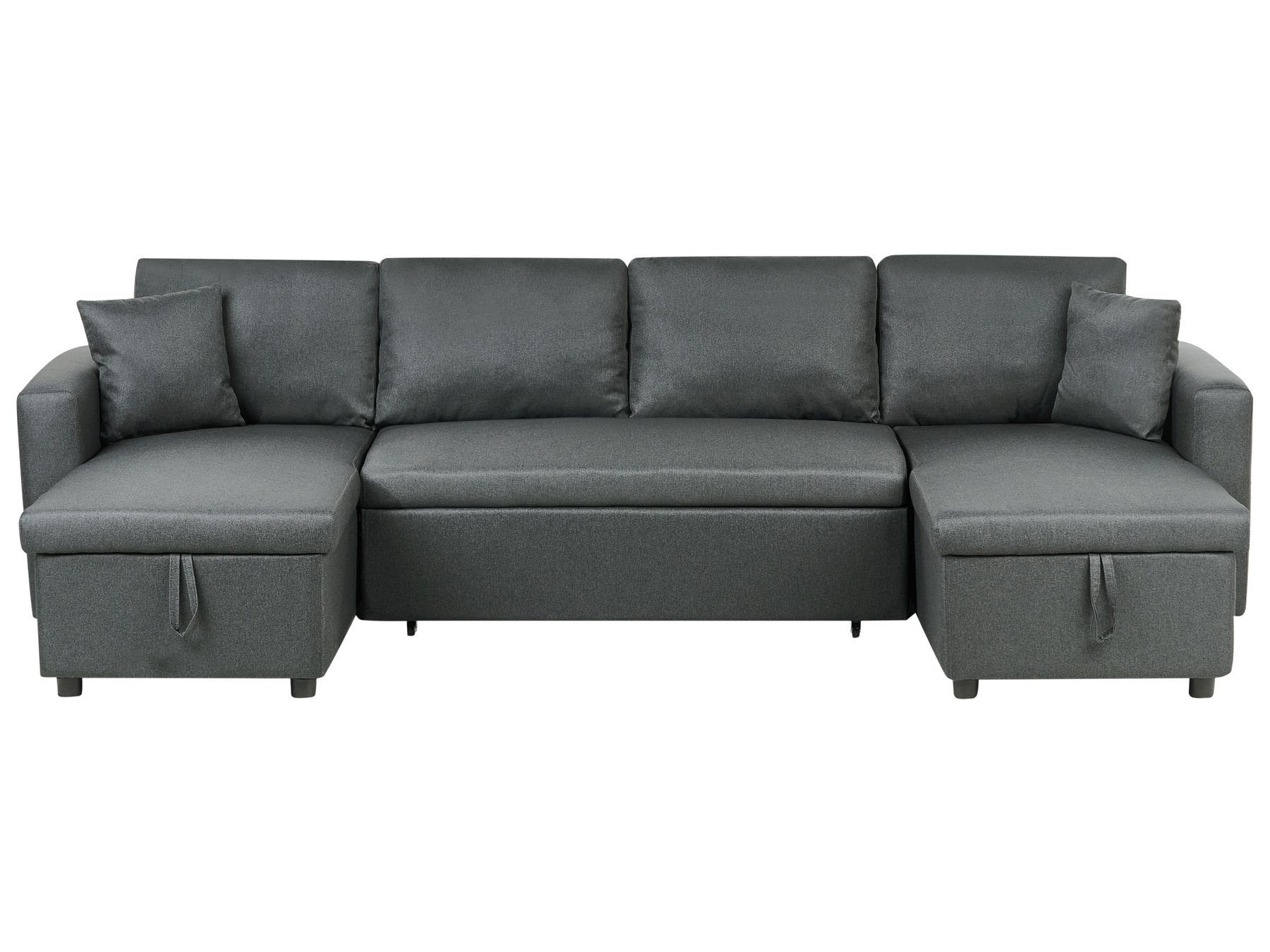 U-Shape Sofa Bed SOMMEN Fabric Dark Grey with Storage 5 Seater