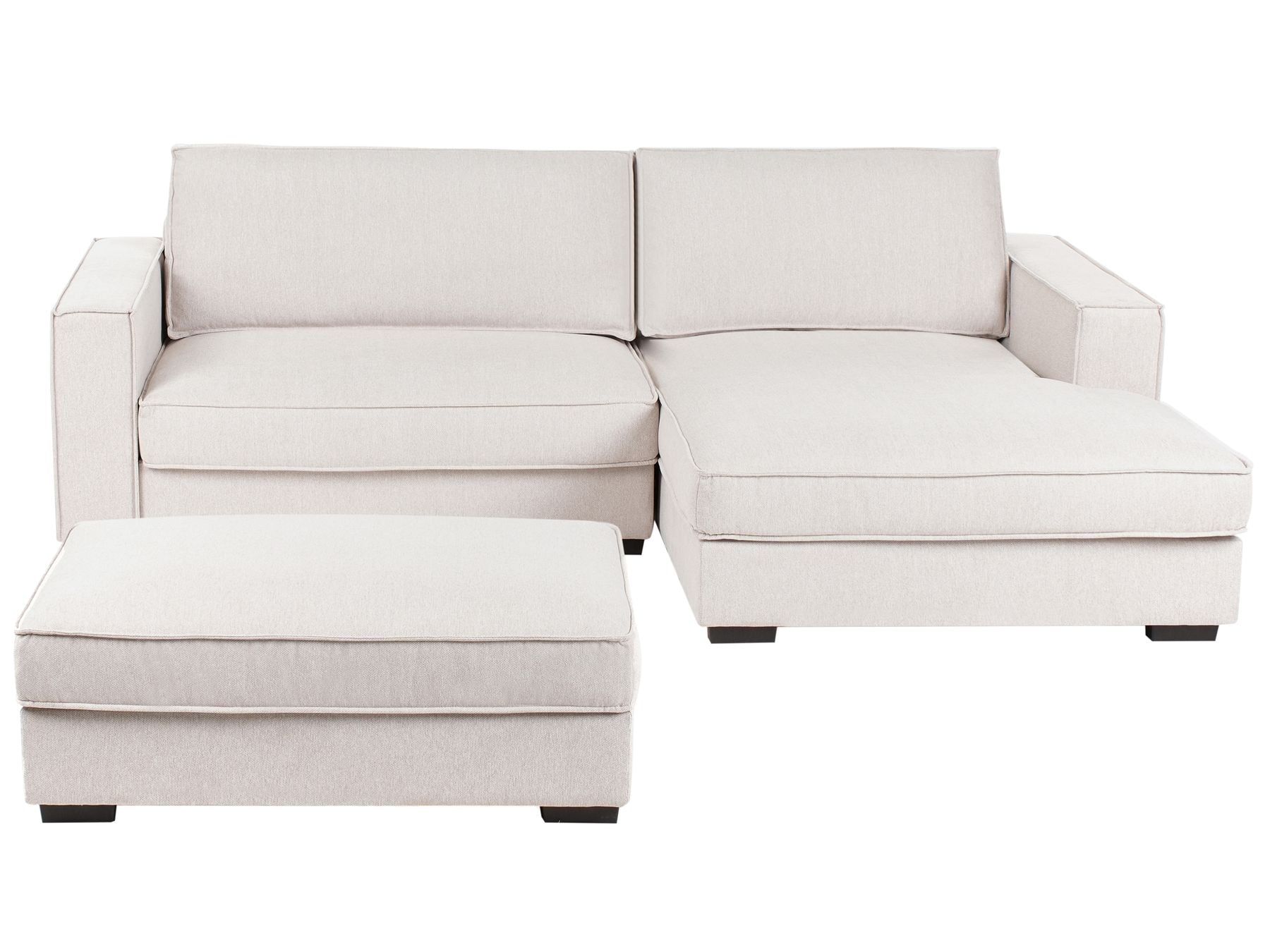 Corner Sofa RENDERS Fabric Light Beige with Ottoman Left Hand
