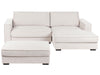 Corner Sofa Fabric Light Beige with Ottoman Left Hand