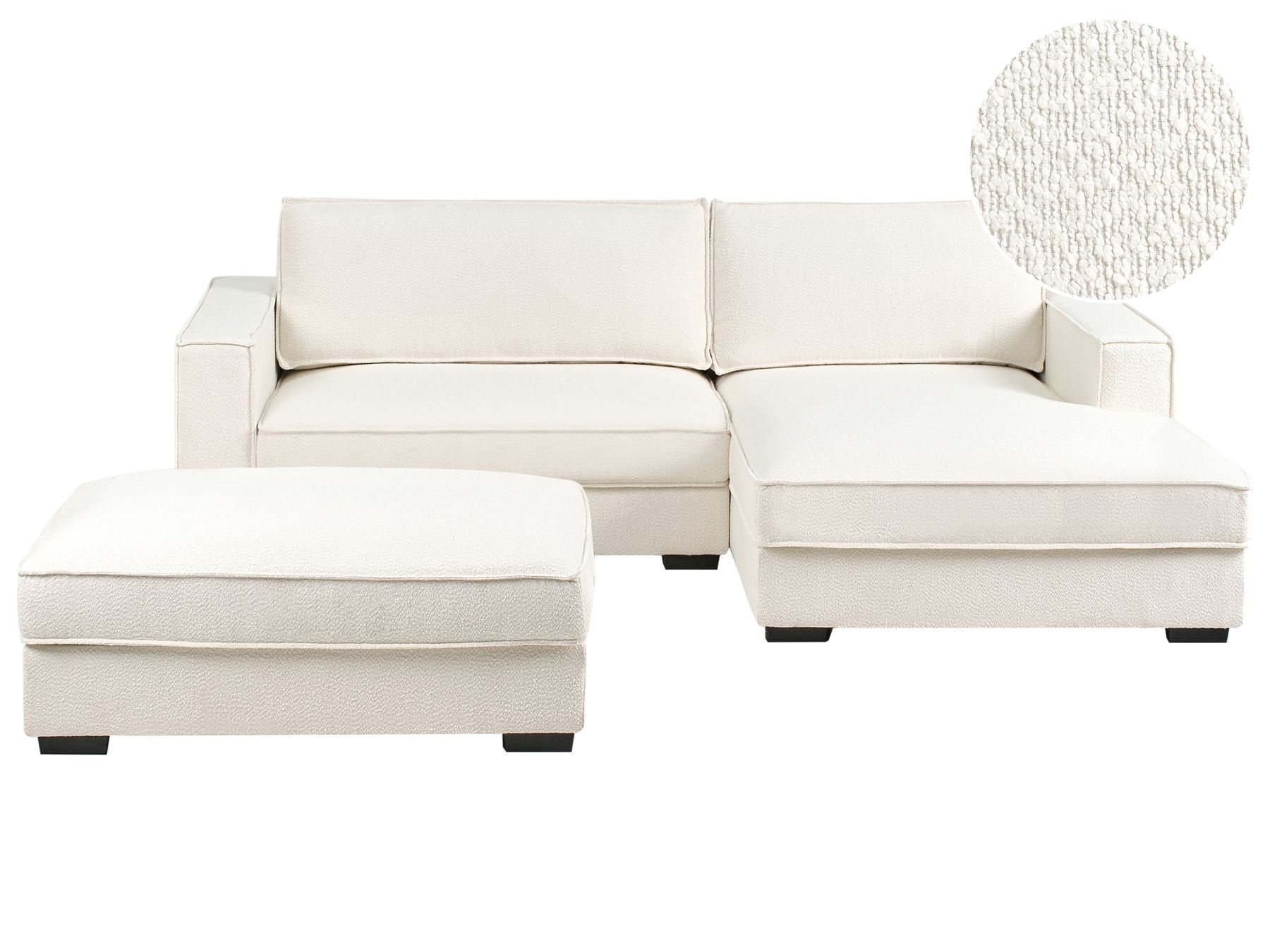 Corner Sofa RENDERS Boucle Off-White with Ottoman Left Hand