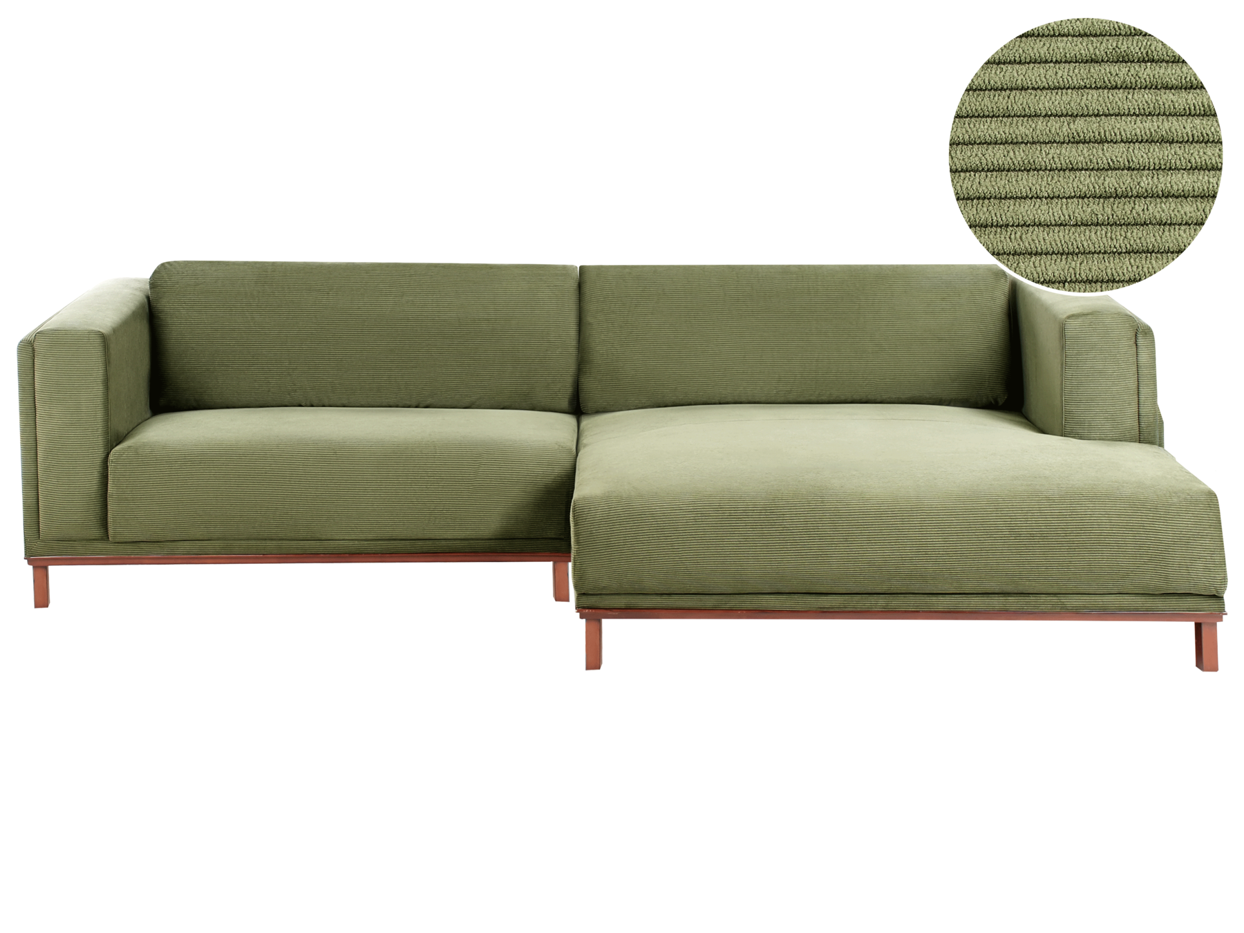 Corner Sofa VENG Corduroy Green 4 Seater