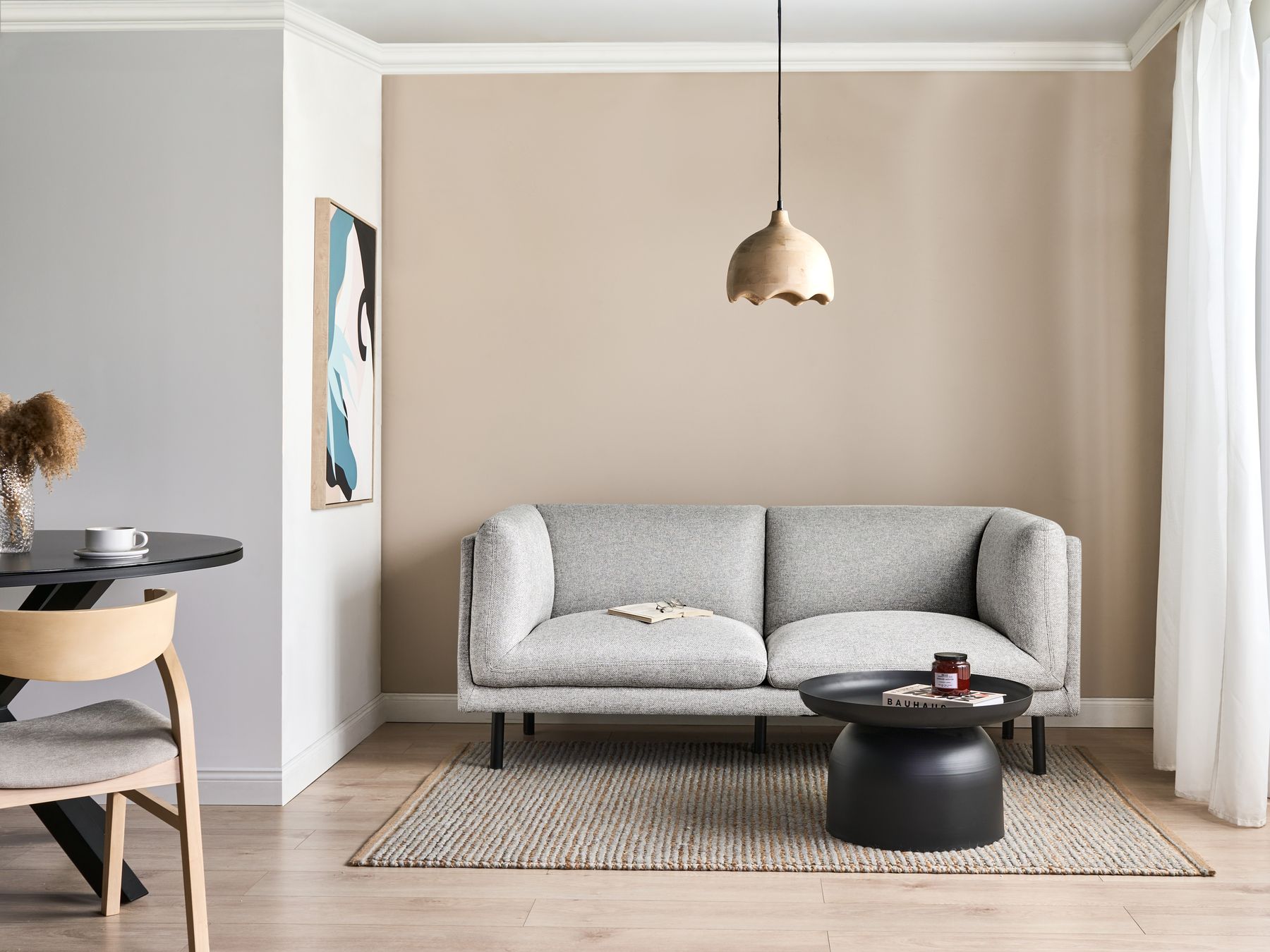 Sofa VORGOD Fabric Light Grey 2 Seater