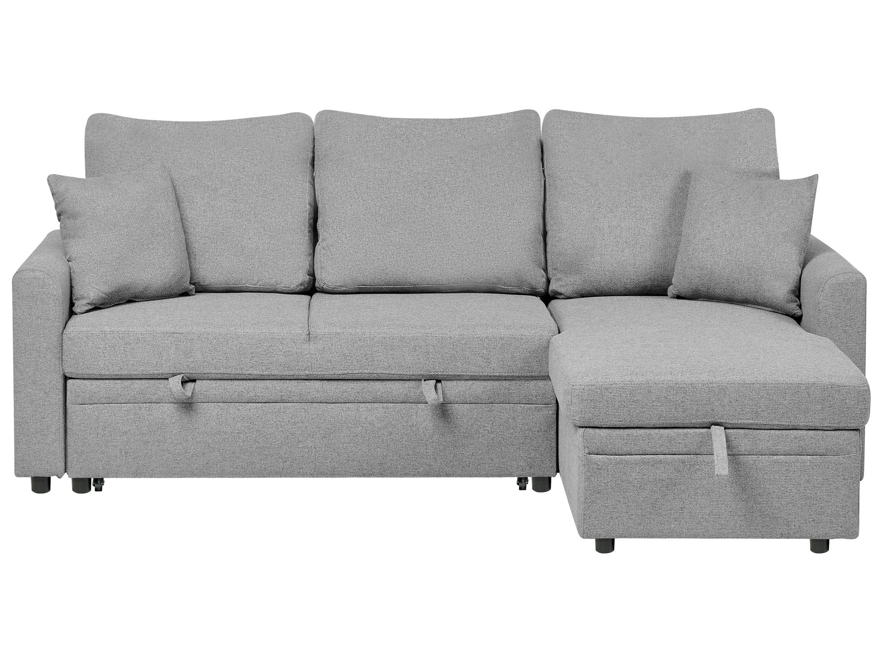 Corner Sofa Bed NASSJO Faux Linen Grey 3 Seater Left Hand