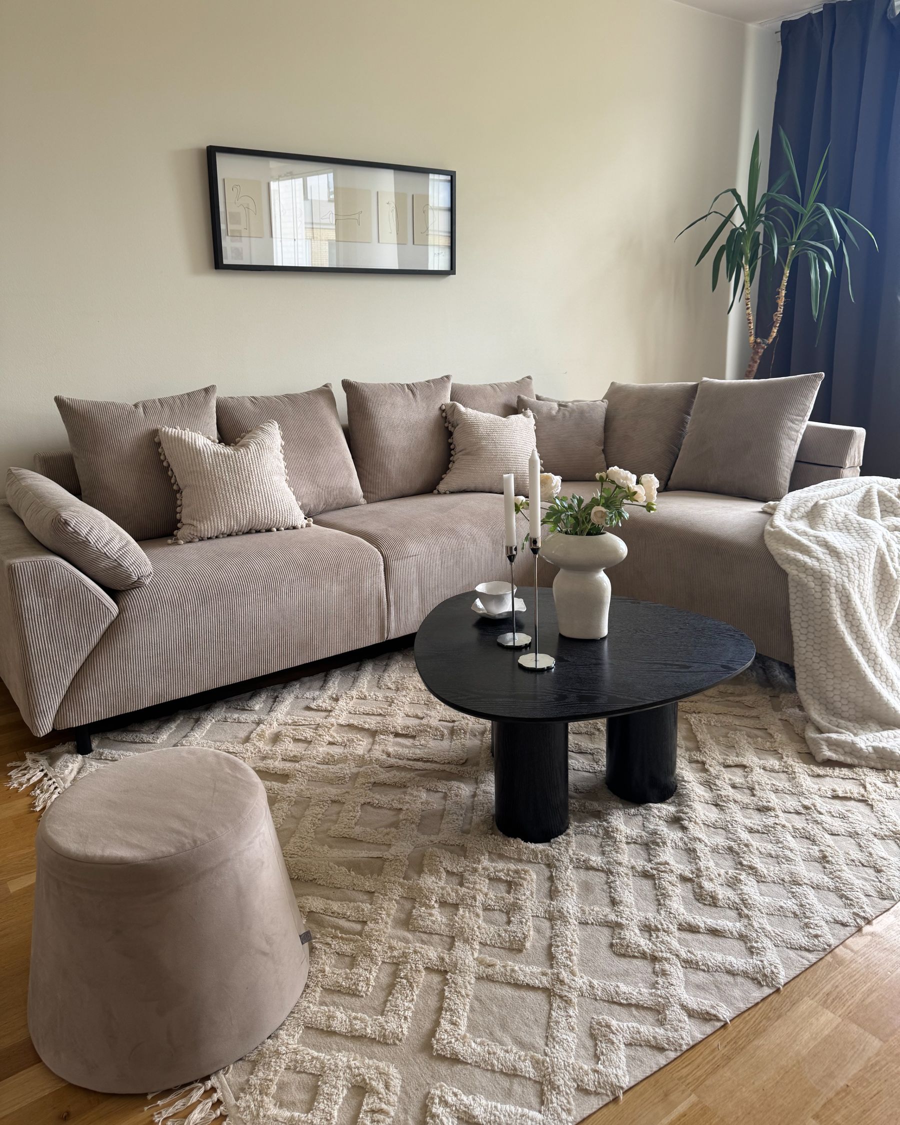 Corner Sofa LUNNER Corduroy Beige 4 Seater Left Hand