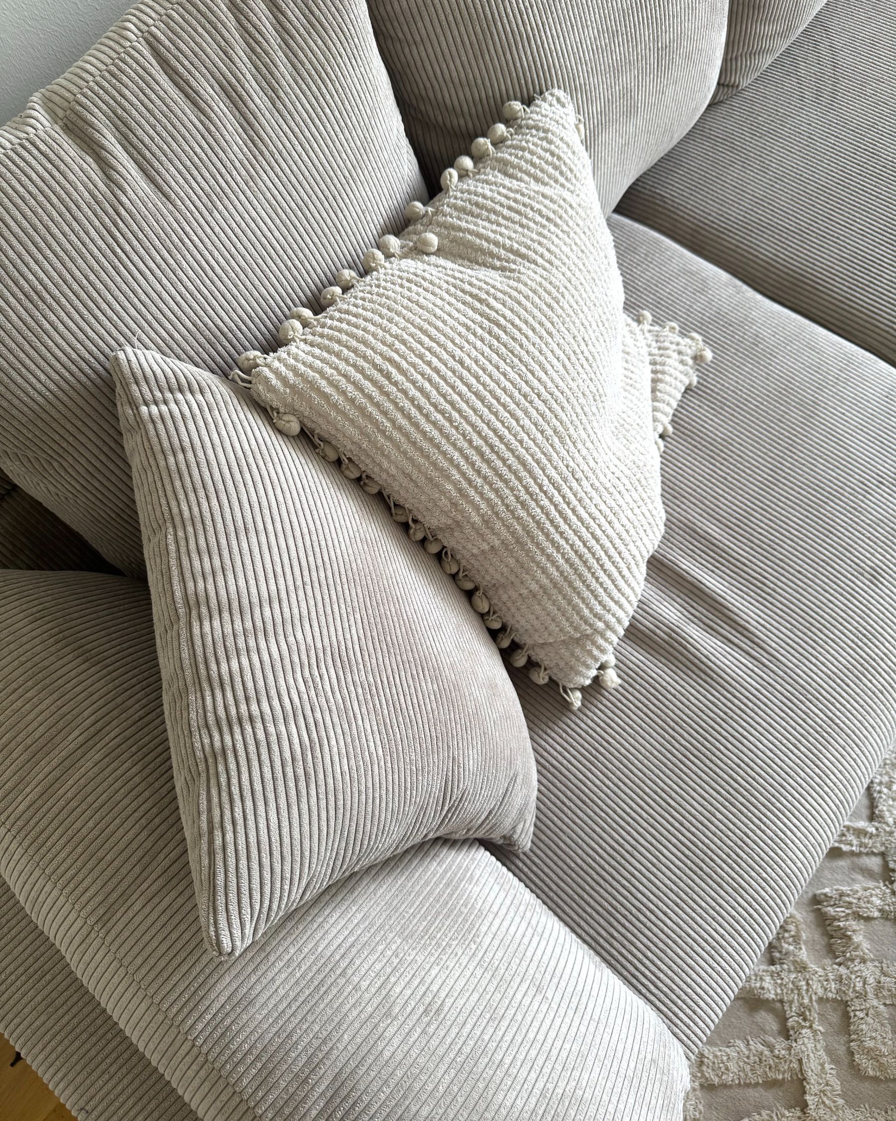 Corner Sofa LUNNER Corduroy Beige 4 Seater Left Hand