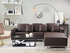 Corner Sofa OSLO Leather Brown with Ottoman 5 Seater Left Hand