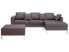 Corner Sofa OSLO Leather Brown with Ottoman 5 Seater Left Hand