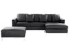 Corner Sofa Leather Black with Ottoman 5 Seater Left Hand