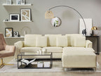 Corner Sofa OSLO Leather Light Beige with Ottoman 5 Seater Left Hand