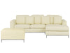 Corner Sofa Leather Light Beige with Ottoman 5 Seater Left Hand