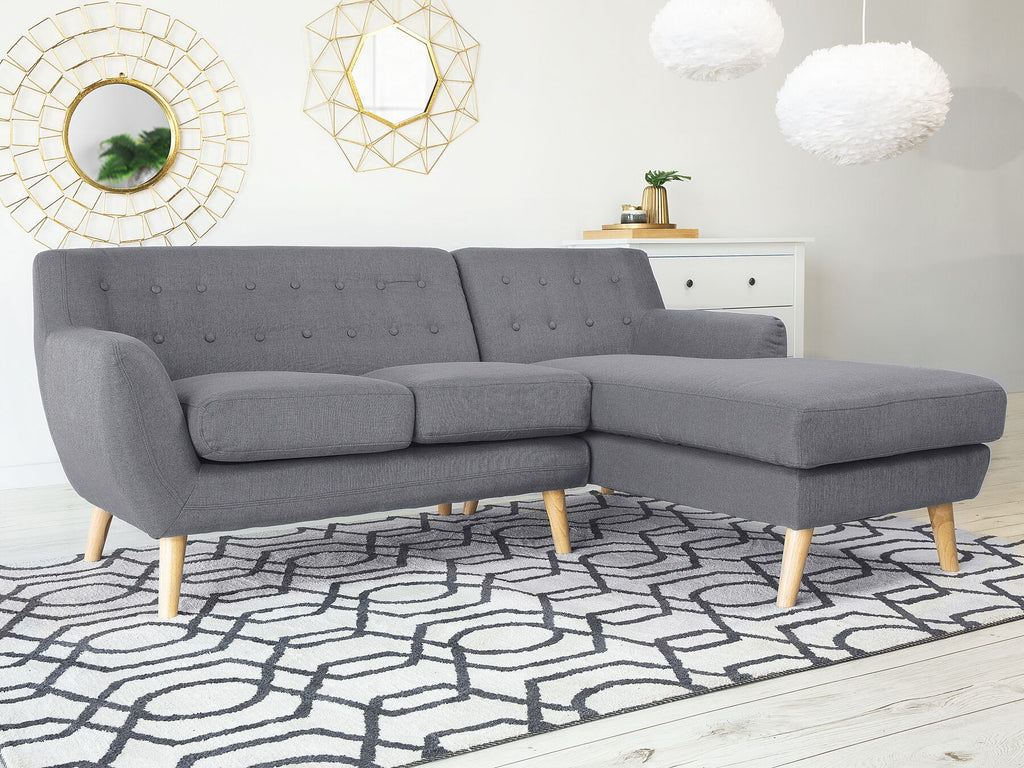 Left Hand Fabric Corner Sofa Grey MOTALA