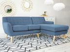 Left Hand Fabric Corner Sofa Blue MOTALA