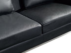 Corner Sofa OSLO Leather Black with Ottoman 5 Seater Right Hand