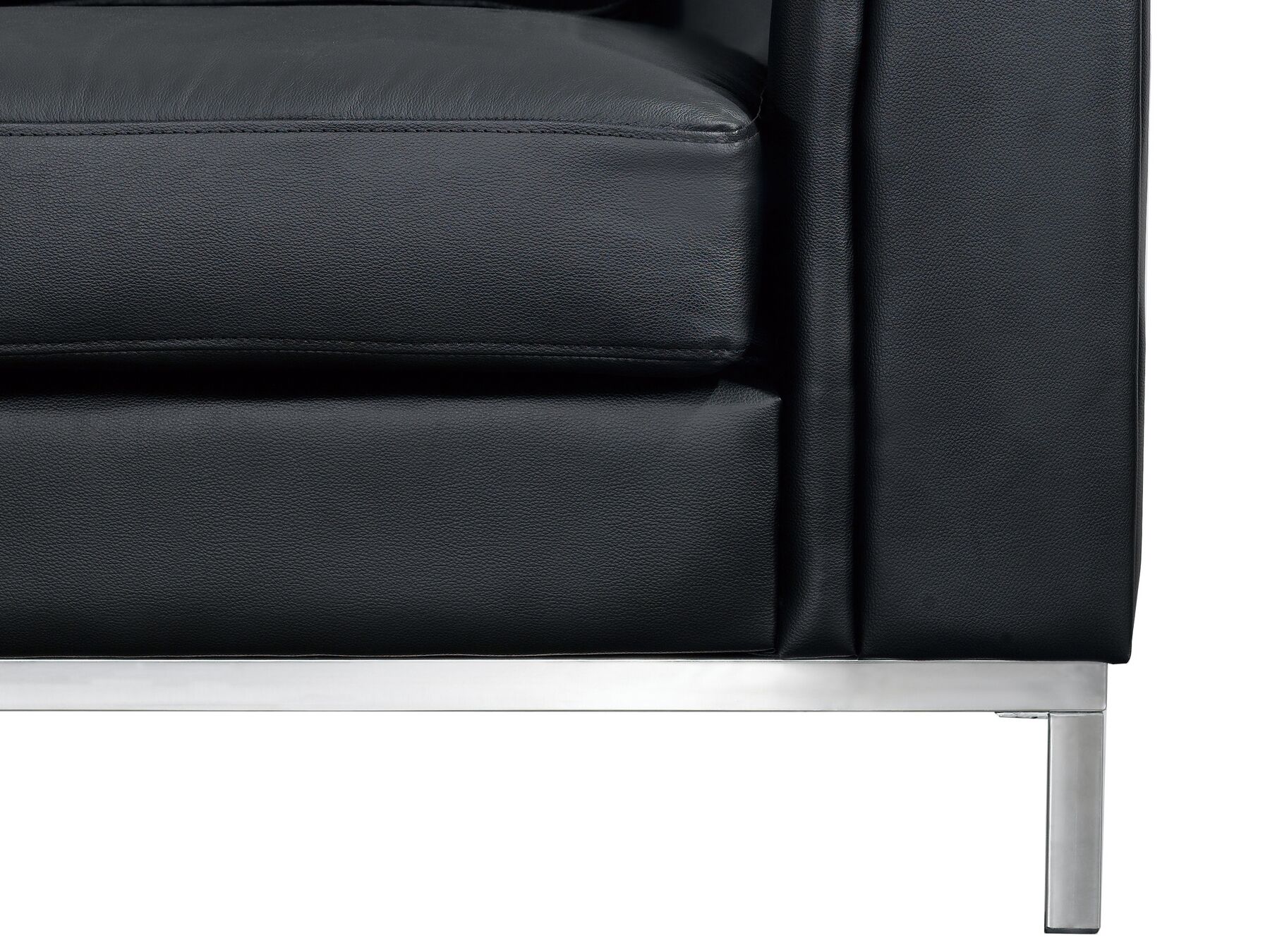 Corner Sofa OSLO Leather Black with Ottoman 5 Seater Right Hand
