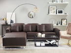 Corner Sofa OSLO Leather Brown with Ottoman 5 Seater Right Hand