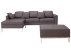 Corner Sofa OSLO Leather Brown with Ottoman 5 Seater Right Hand