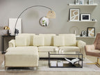 Corner Sofa OSLO Leather Light Beige with Ottoman 5 Seater Right Hand