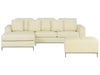Corner Sofa Leather Light Beige with Ottoman 5 Seater Right Hand