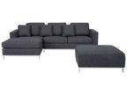 Corner Sofa OSLO Fabric Dark Grey with Ottoman 5 Seater Right Hand